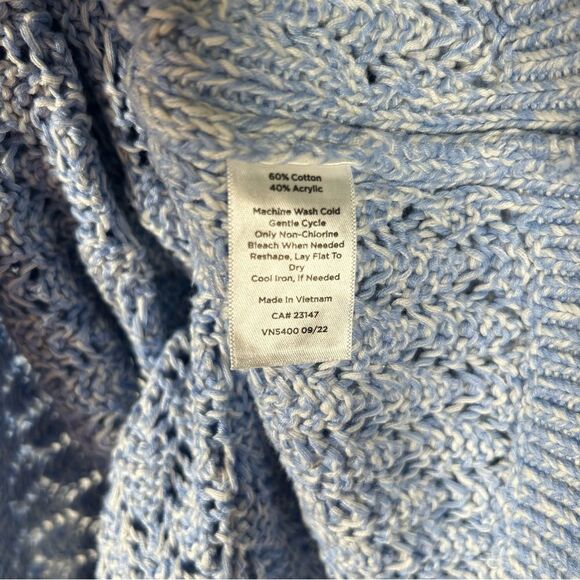 Talbots Pointelle Blue White Cotton Acrylic Sweater M NWT $89 - Picture 8 of 8
